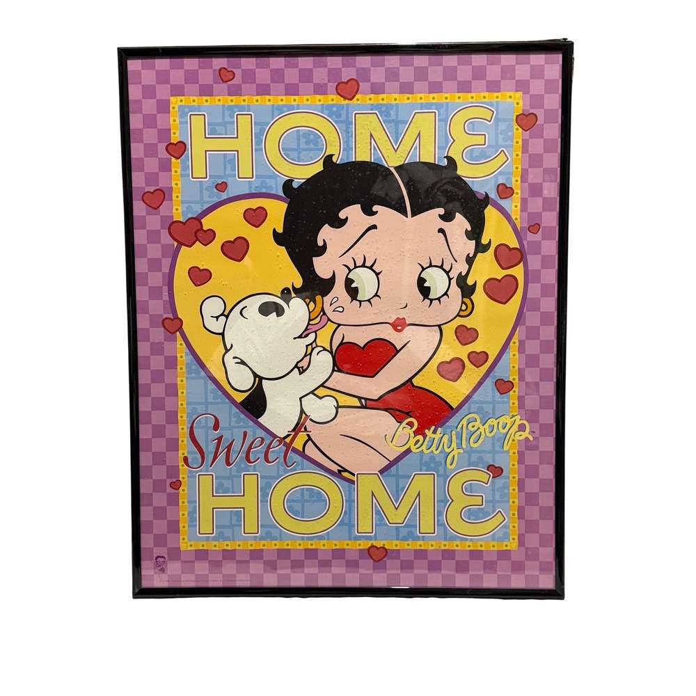 Vintage 1999 Betty Boop Home Sweet Home Framed Wall Art Print 9x11 King Features